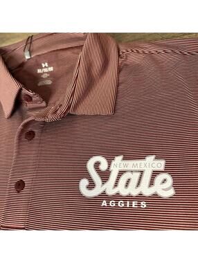 New Mexico State NMSU Men’s Polo Loose Fit Men’s XL Maroon White Strips